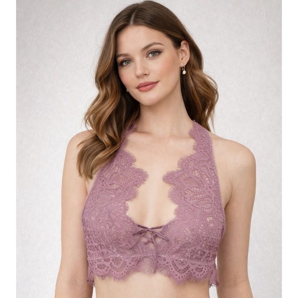 Victorias Secret‎ Womens Bra Small Dream Angels Bralette Lilac Lace Racerback